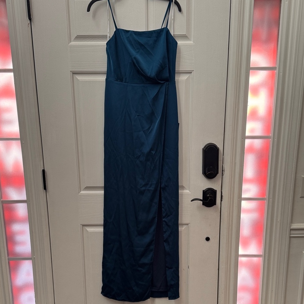 Lulu's Deep Teal Maxi Dress with Spaghetti Straps